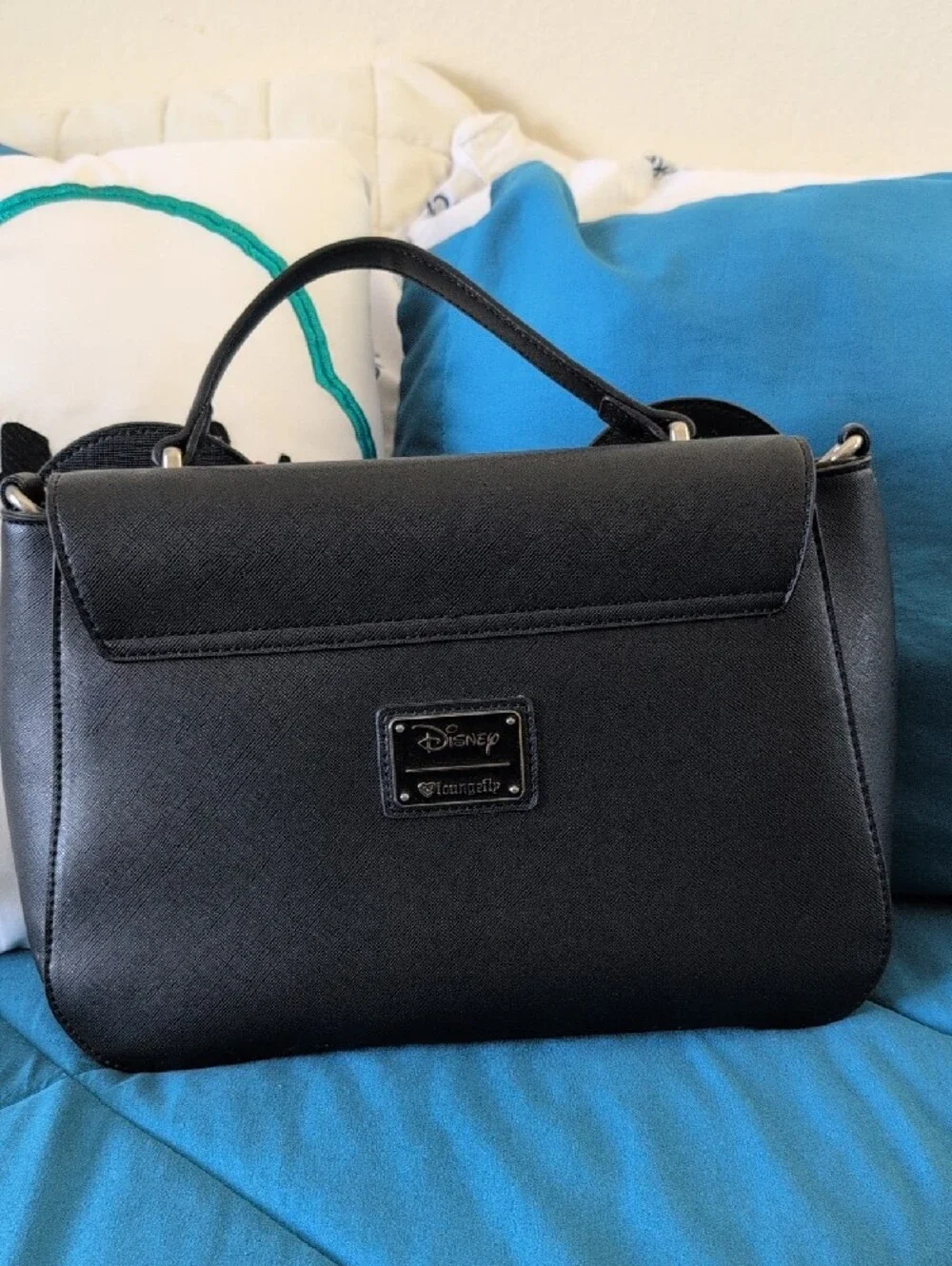 Loungefly Black Minnie Mouse Satchel with Red Bow